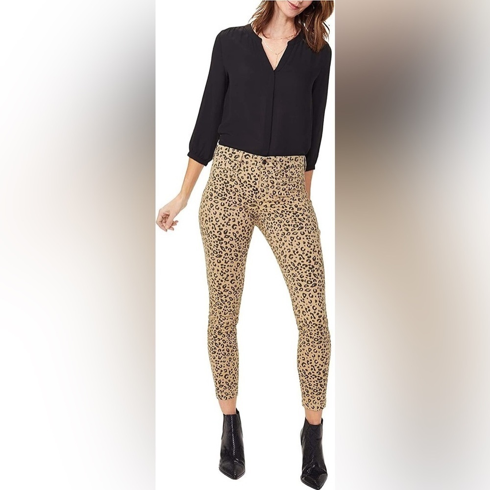 NYDJ Ami Cheetah Print Skinny Jeans Size 0 NWT Lift Tuck Tummy Control